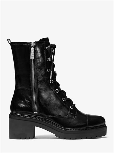 michael kors anaka leather combat boots|Anaka Crinkled Leather Combat Boot .